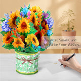Paper Flower Bouquet Pop Up Cards, Sunflower 3D Popup Birthday Card, Greeting Card, Anniversary Card, Get Well Soon Card Gifts For Women Wife Mom Friends Female