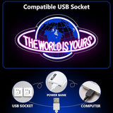 The World Is Yours Neon Sign USB Dimmable LED Wall Decor for Game Room Man Cave