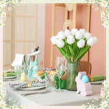 20 Pcs Artificial White Tulip Flowers 13.8" Valentines Bouquet Completed Pipe Cleaners Chenille Knitted Flowers Fake Tulip For Valentines Wedding Mother'S Day Gift Birthday Home Decor