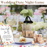 Bridal Shower Games Include 50 Wooden Block 1 Date Night Jar 1 Wooden Game Sign 2 Pens For Wedding Reception Games Gifts Date Idea Newlyweds Bridal Shower Party Favors(Wildflower)