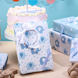 Reversible Baby Shower Wrapping Paper Roll 17 Inch X 33 Feet Blue Elephant Design Gift Wrapping Paper For Baby Shower, New Baby, Boy'S 1St Birthday, Celebration
