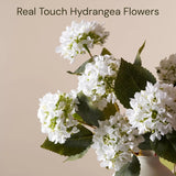 Real Touch Hydrangea Flowers 5 Stems (15 Heads) Artificial, Small Faux Hydrangea Flowers With Stems For Table Decor, Mini Silk Floral Arrangements Bouquet, Hortensias Artificiales, Snowball Viburnum