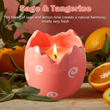 Easter Candles For Spring Table Decorations- Easter Egg Decor Tangerine Sage Scented Candle 9Oz, Spring Home Decor Centerpieces Mantel Decor, Cute Candles Long Buring, Decorative House Warming Gifts