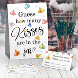 Guess How Many Kisses Baby Shower Game, Golden Baby Shower Decorations?Watercolor Chocolate, Bridal Shower, Birthday, Christmas, Thanksgiving?Graduation Season Funny Party Game(1 Sign+50 Cards)