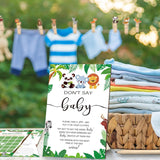 321 Pcs Safari Baby Shower Party Supplies, Jungle Themed Shower, 5 Sets (50 Cards Each) Activities Cards With 20 Pencils 1 Don'T Say Baby Sign 50 Clothespin
