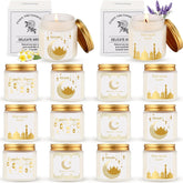 12 Pcs Ramadan Gifts Ramadan Mubarak Scented Candles Jar Eid Candles Eid Mubarak Muslim Scented Light Islamic Party Favors Gifts For Home Muslim Islam Festival Holiday Decor (White)