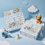 Baby Boy 1St Birthday Wrapping Paper - Mini Roll - 17 Inch X 16.5 Feet - Baby Blue Adorable Jungle Animal Wrapping Paper Perfect For Kids Girls Birthday