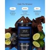 Ode To Winter 11.6Oz Natural Soy Wax Non Toxic Candle, Up To 70 Hours Burn Time Winter Scents, 2 Cotton Wick Jar Candle Home Scented Gift