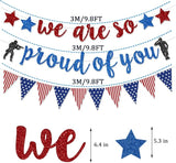 Military Going Away Party Decorations For Red Blue Glitter We Are So Proud Of You Banner American Flag Patriotic Soldier For 4Th Of July Veterans Day Memorial Day Themed Welcome Home