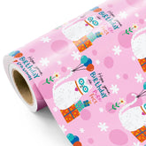 Cat Wrapping Paper Roll - Mini Roll - 17 Inch X 16.5 Feet - Pink Kitty Cat Happy Birthday Wrapping Paper For Kids Girls Birthday, Baby Shower