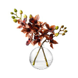 Artificial Orichid Artificial Flowers In Clear Glass Water?Filled Vase – Silk Fake Plants Table Centerpiece For Home, Shelf, Office & Dining Decor, Maintenance?Free(Light Orange)
