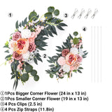 2 Pack Wedding Arch Flowers, Artificial Corner Floral Swag, Wedding Arrangements Decor For Diy Ceremony Reception, Sweetheart Table Chair Backdrop, Welcome Sign Banquet Party(Pink-White)