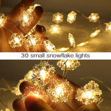 Snowflake Led String Lights 10Ft 30 Leds Christmas Decorations Party Fairy Lights Battery Operated Copper Wire Night Lig