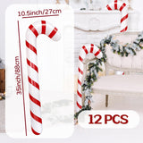 12Pcs Inflatable Candy Canes For Christmas Decorations,35 Inch Candy Sticks Balloon,Large Candy Canes Balloons For Xmas