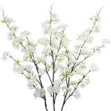3Pcs Artificial Cherry Blossom Flower White Silk Peach Flowers Bulk Plum Blossom Flowers With Leaves Cherry Blossom Branches Vase Arrangements For Spring Wedding Indoor Outdoor Diy Party Decor