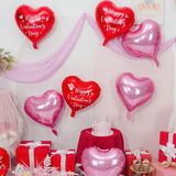 Valentines Day Heart Balloons, 18Inch Happy Red Valentines Balloons, Pink Heart Foil Balloons, 12Pcs Red Love Heart Shaped Helium Balloon For Romantic Celebrations Valentine Anniversary Party Decor