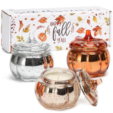 Thanksgiving Pumpkin Shaped Candle, Pumpkin Spice Scented Candle Gift Set For Fall, Autumn Farmhouse Decoration Halloween 3X4.5Oz