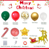 138Pcs Christmas Balloon Garland Arch Kit With Red Green Gold White Balloons Candy Balloon Sequin Balloons Moose Sleigh Balloon For Christmas Party Decorations Supplies