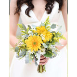 Yellow Gerbera Daisy Artificial Flowers – Real Touch Latex Silk Daisy Flowers 5Pcs, 26.7" Long Stem Artificial Flowers For Summer Centerpieces, Home Decor Indoor, Or Fake Wildflower Displays