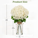 Artificial Hydrangea Flowers In Glass Vase With Faux Water, 13.8" Fake Cream Hydrangeas Arrangement Centerpiece For Home Café Kitchen Bathroom Decoration