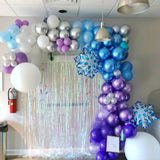 Snowflake Balloon Arch Garland Kit, Snowflake Birthday Party Decorations Metallic Blue Purple Silver Latex Balloon Snowflake Foil Balloons For Winter Wonderland Christmas Snow Princess Party