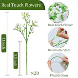 20 Pcs Real Touch Babys Breath Artificial Flowers, White Fake Flowers Baby Breath Flowers Artificial Bulk With Stems Decorations For Vase Wedding Party Garden Home Decor Centerpiece Arrangements