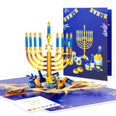 3D Pop Up Hanukkah Greeting Card – Festival Of Lights With Candles, Dreidels And Traditional Hanukkah Symbols – Jewish Holiday Card For Family, Friends & Loved Ones, Includes Envelope And Blank Note