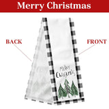 Merry Christmas Trees Table Runner 72 Inch Xmas Winter Holiday Black And White Buffalo Plaid Table Cloth Decorations For Home Dining Room Party Decor