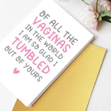 Rude Funny Mothers Day Card For Mom, Cheeky Mothers Day Card From Daughter Son, Of All The Fannies In The World...