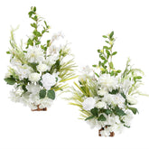 17.5" Tall Free Standing Artificial Flowers Arrangements 2 Pcs Wedding Aisle Runner Chair Decorations Lily White Green Centerpieces For Ceremony Reception Rose Floral Floor Party Outdoor
