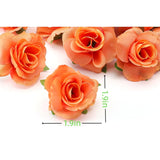 100 Pcs Mini Orange Roses Artificial Flowers Bulk, 1.9" Small Silk Fake Roses Flower Heads For Decoration, Wedding Centerpieces Bridal Shower Party Home Decor,Diy Crafts (Orange)