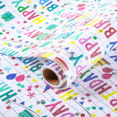 Birthday Wrapping Paper Roll, 17 Inch X 32.8 Feet, Happy-Birthday Decorative Design Gift Wrap For Birthday, Baby Shower, Holiday, Party