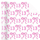 13Th Birthday Wrapping Paper Roll - Mini Roll - 17 Inch X 16.5 Feet - Pink Bow Wrapping Paper For Girls Birthday, Baby Shower, Party