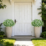 24 Bundles Artificial Flowers For Outdoors, Uv Resistant Eucalyptus Fake Flowers Shrubs Greenery Plastic Plants For Garden Porch Window Box Farmhouse Indoor Home Decor, White