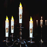 Primitive Battery Tapered Candles Flickering,Decorative Flameless Taper Candles With Timer,6.75Inch Girl Blessed Led Candlestic,Dripless Taper Candle Flame Halloween Christmas Home Decor