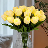 20Pcs Led Lighted Artificial Flowers Tulip Lamp Real Touch Tulips Faux Flower Lights For Valentine'S Day And Easter Home Kitchen Wedding Dining Table Decor(White)