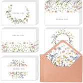 50 Pcs Wildflower Thank You Cards, 4X6 Inches Wildflower Thank You Cards With Adhesive Envelopes For Birthday Baby Shower Bridal Shower Wedding