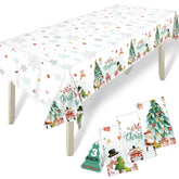 3Pcs Christmas Tablecloth Rectangle Disposable Table Cover 54 X 108In Waterproof Winter Snowman Snowflake Xmas Tablecloth For Christmas Theme Birthday Party, Picnic Christmas Holiday Party Decoration
