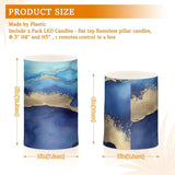 Blue Marble Flameless Candles With Remote Control And Timer, Adjustable Brightness Long Lasting Battery Operated Led Pillar Candles For Indoor Outdoor Party Holiday Home Decor, 2 Pack