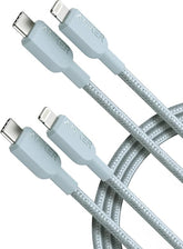 2 Pack 6FT USB C to Lightning Charging Cable Blue Fast Charge Sync Cord for iPhone 14 13 12 11 Pro Max iPad MFi Certified