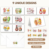 36 Pack 4X6In Valentines Day Cards With Envelopes & Stickers, Valentines Card Bulk 9 Assorted Fun Adorable Designs, Blank Inside For Valentine'S Gifts Exchange School Classroom