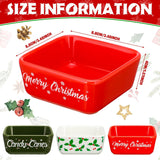 3 Pcs Christmas Sugar Candy Bowl Small Ceramic Bowl Merry Xmas Candy Cane Dish Snowflake Candy Snack Dish For Winter Holiday Party Farmhouse Home Table Tiered Tray Decoration Housewarming Gift
