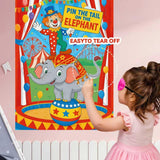 Carnival Circus Party Game: Pin The Stickers On The Elephant Poster With 24 Pcs Stickers And Blindfold For Circus Birthday Party Supplies