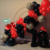 129Pcs Red And Black Cheetah Balloon Arch Kit With Leopard Print Cherry Foil Balloons For Girls Birthday Baby Shower Wedding Valentine'S Day Bachelorette Party Decorations