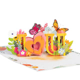 3D I Love You Floral Butterfly Pop Up Card – Thinking Of You Alternative To Flowers Gift – Romantic Anniversary Valentine’S Day Keepsake For Wife Girlfriend – 6 X 8 Inch