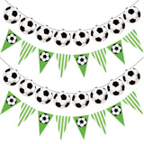 4 Pcs Soccer Banner Garland, Soccer Pennant Bunting Flag for Boys Girls Sports Ball Birthday Party Decorations