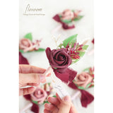 Set Of 6 Dusty Rose & Burgundy Foam Rose Boutonnieres With Pins For Men Wedding For Groom Groomsmen Wedding Ceremonies Anniversaries Formal Dinners Parties Proms
