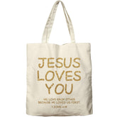 Christian Canvas Tote Bag Aesthetic Jesus Loves You Reusable Shopping Grocery Bag Beach Bag Birthday Christmas Gifts For Women