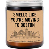 Smells Like You'Re Moving To Boston Candle - Boston Scented Soy Wax Jar Candle - Modern City Themed Home Fragrance - Lavender Scent - 8Oz - 50 Hour Burn Time