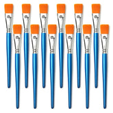 1 Inch Flat Paint Brushes For Acrylic Painting,12 Pieces Large Synthetic Paint Brushes Bulk With Wooden Handle For Acrylic, Watercolor, Oil, Crafts, Face Body Art